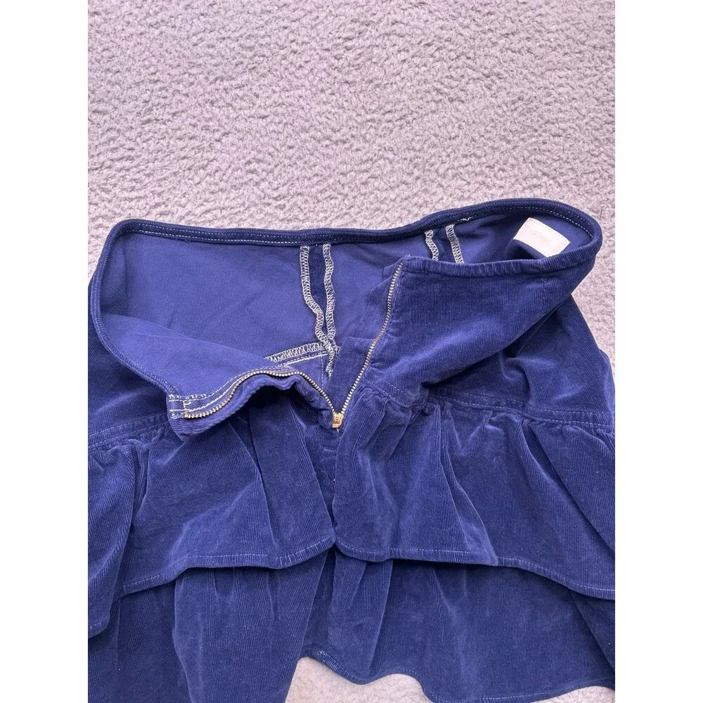 Mother Ruffle Mini Skirt blue print corduroy sz 27 festival collegiate sorority